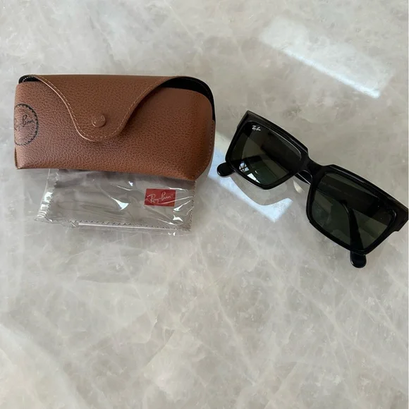 NEW Ray-Ban RB2181 Inverness Polished Black Sunglasses G-15 Green - Picture 3 of 3